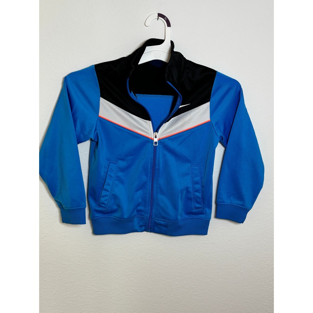 Nike Boys Blue Colorblock Full Zip Track Jacket Size 6 Activewear Sportswear